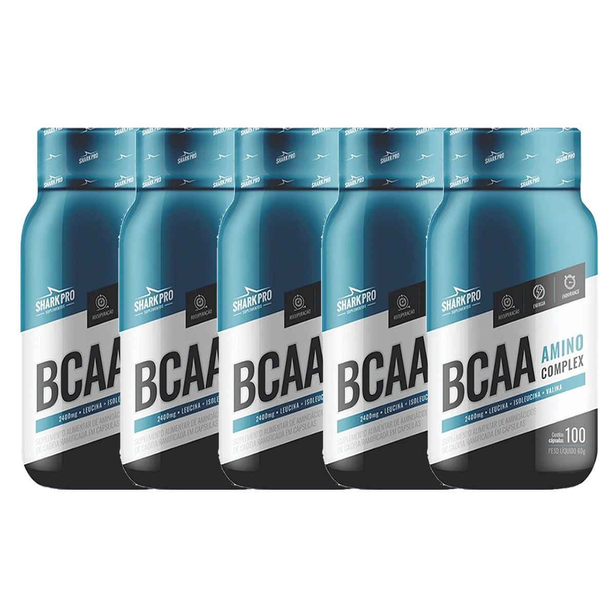 Kit 5X BCAA Amino Complex 2400 - 100 C�psulas - Shark Pro