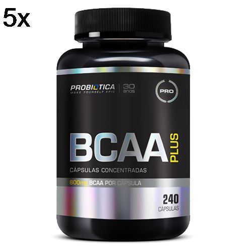 Kit 5X BCAA Plus - 240 C�psulas - Probi�tica