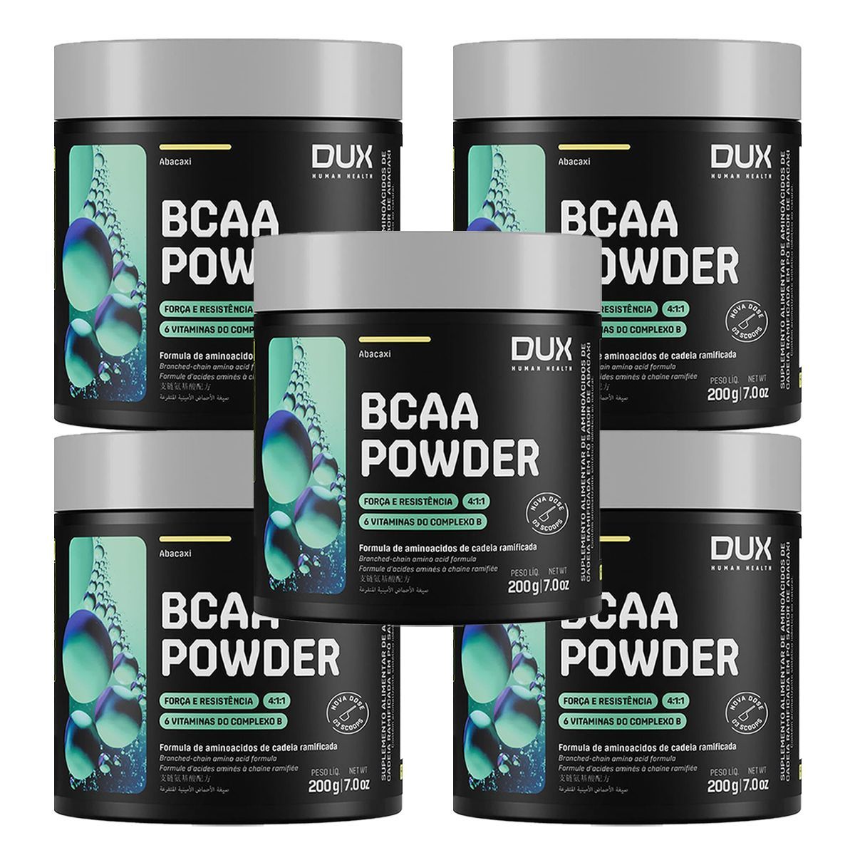Kit 5X Bcaa Powder - 200g Abacaxi - Dux Nutrition