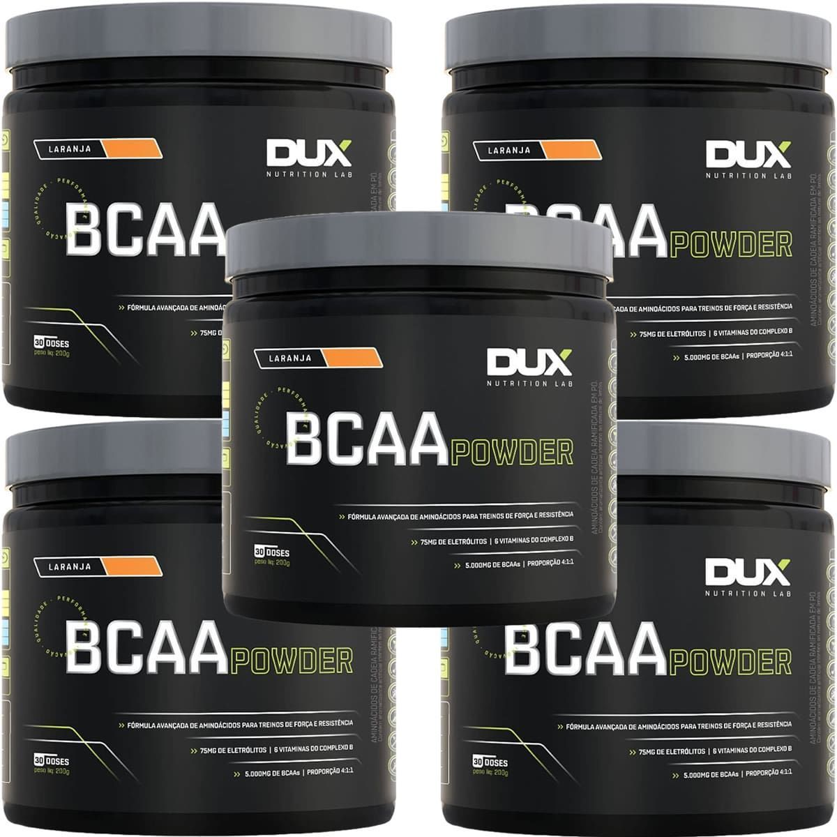 Kit 5X Bcaa Powder - 200g Laranja - Dux Nutrition