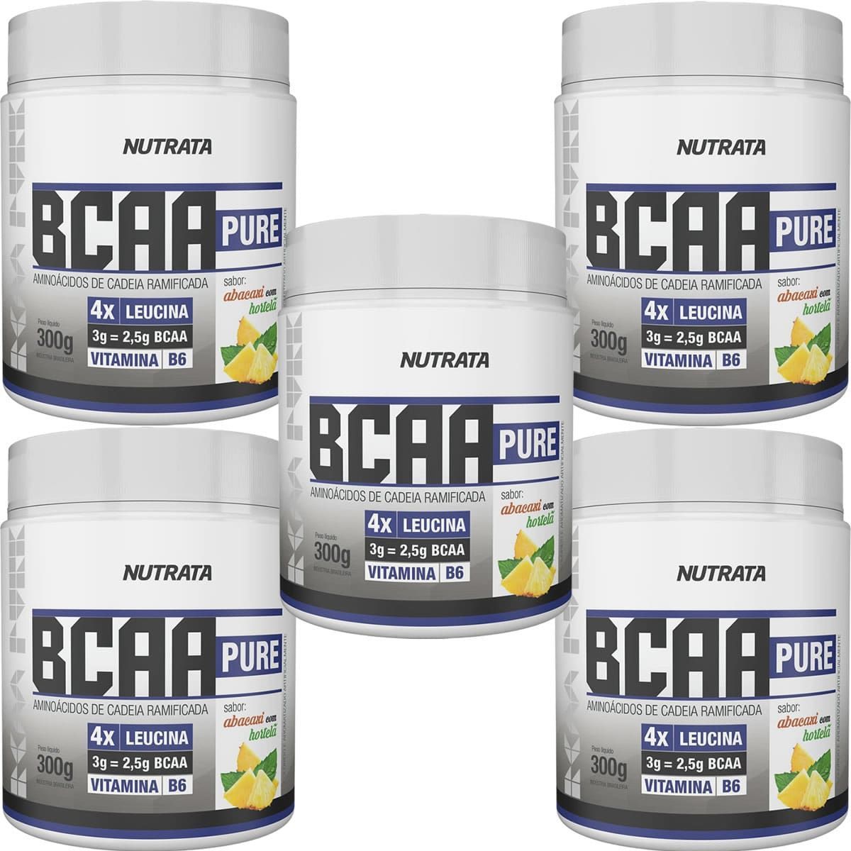 Kit 5X BCAA Pure - 300g Abacaxi com Hortel� - Nutrata