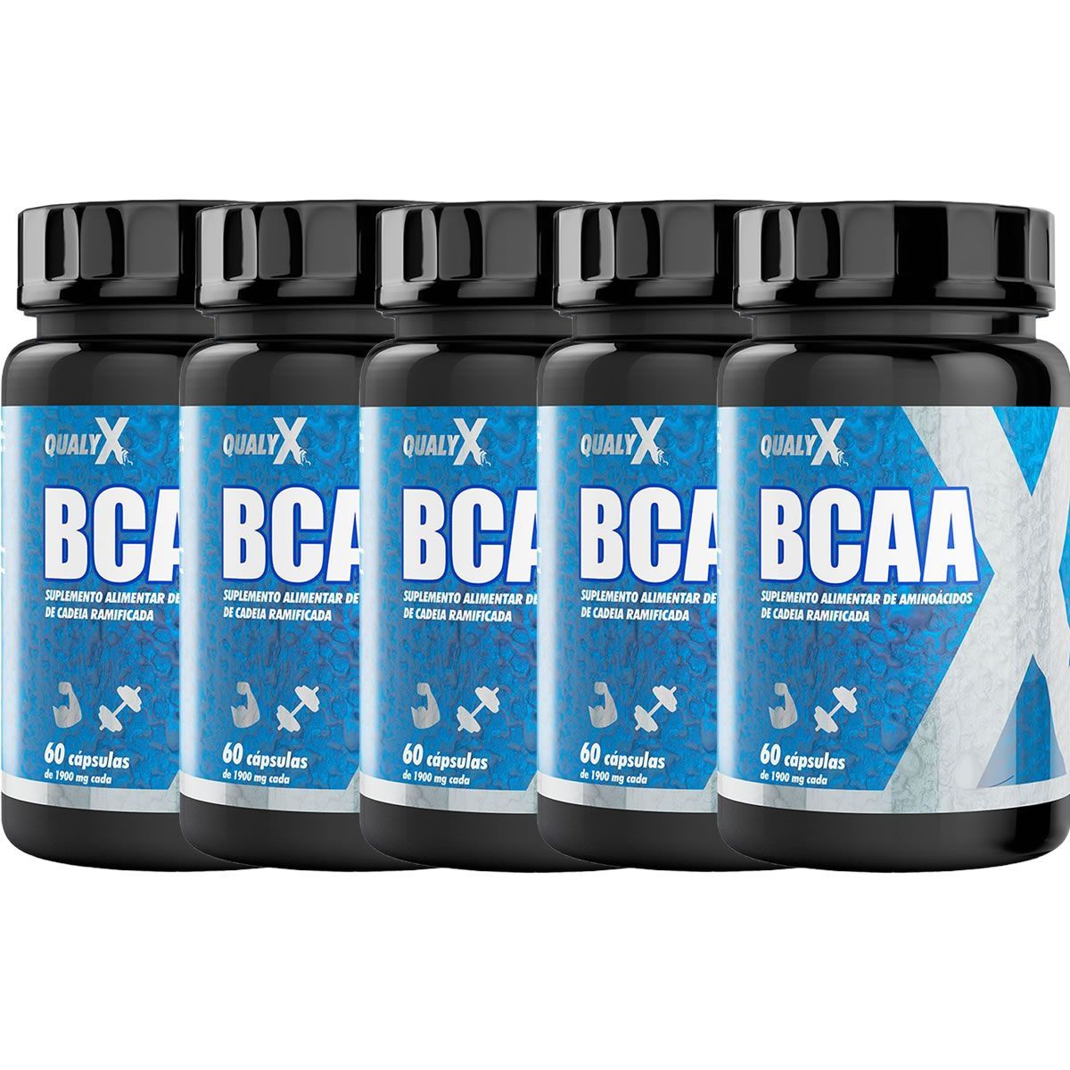 Kit 5X BCAA Qualy X - 60 C�psulas -  QualyNutri