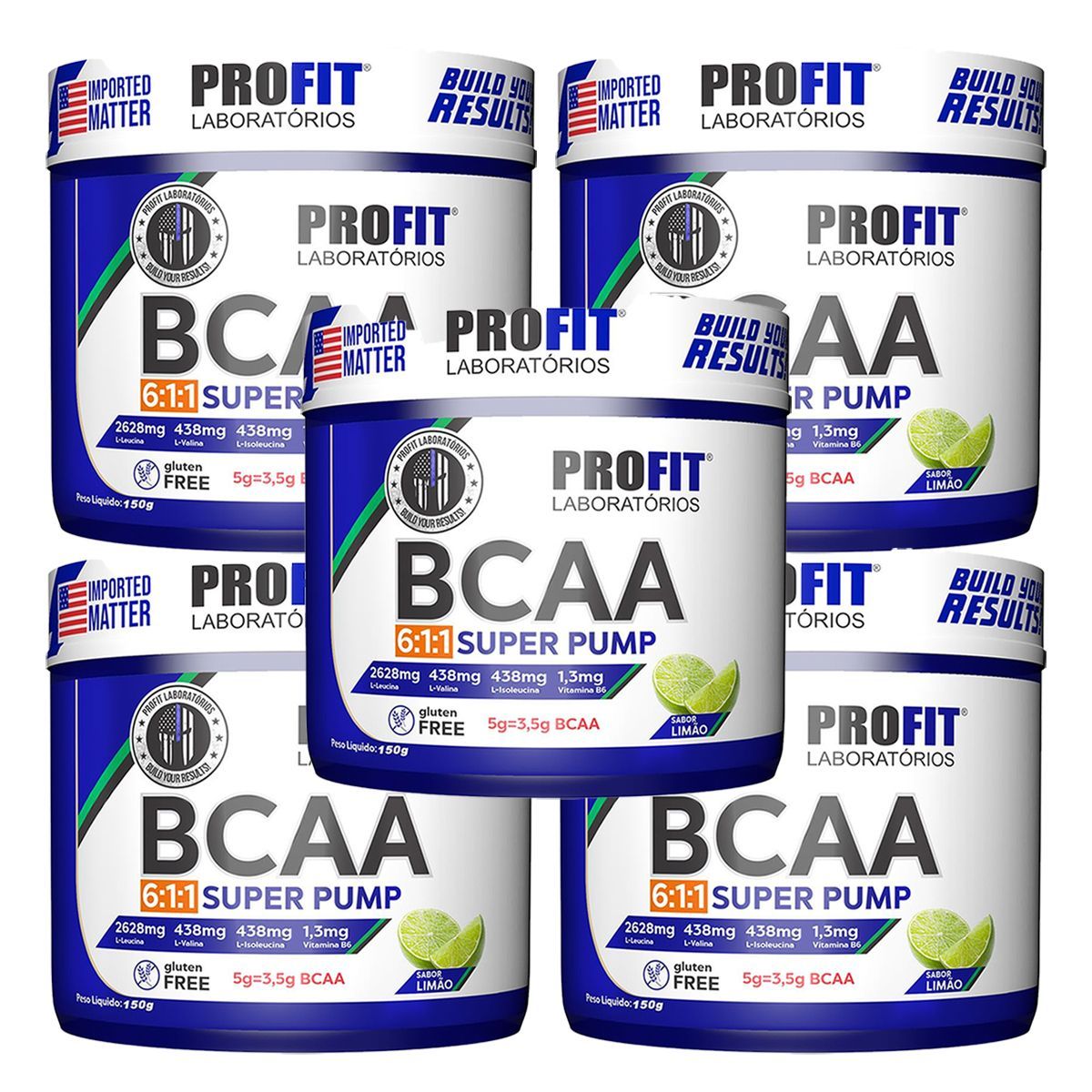 Kit 5X Bcaa Super Pump Powder 6:1:1 - 150g Lim�o - ProFit