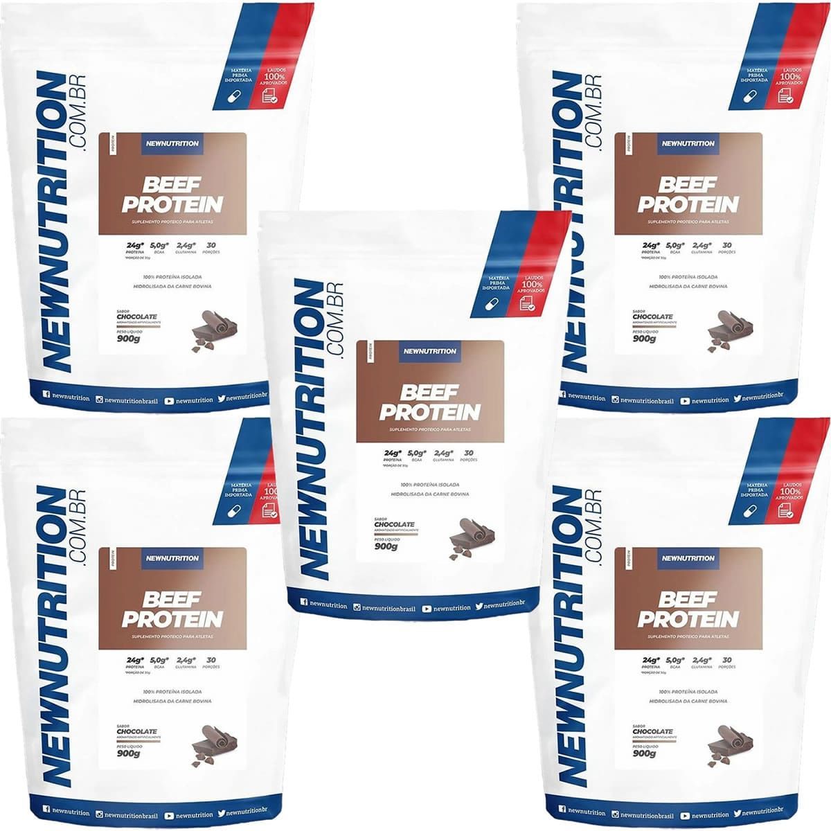 Kit 5X Beef Protein - 900g Chocolate- NewNutrition
