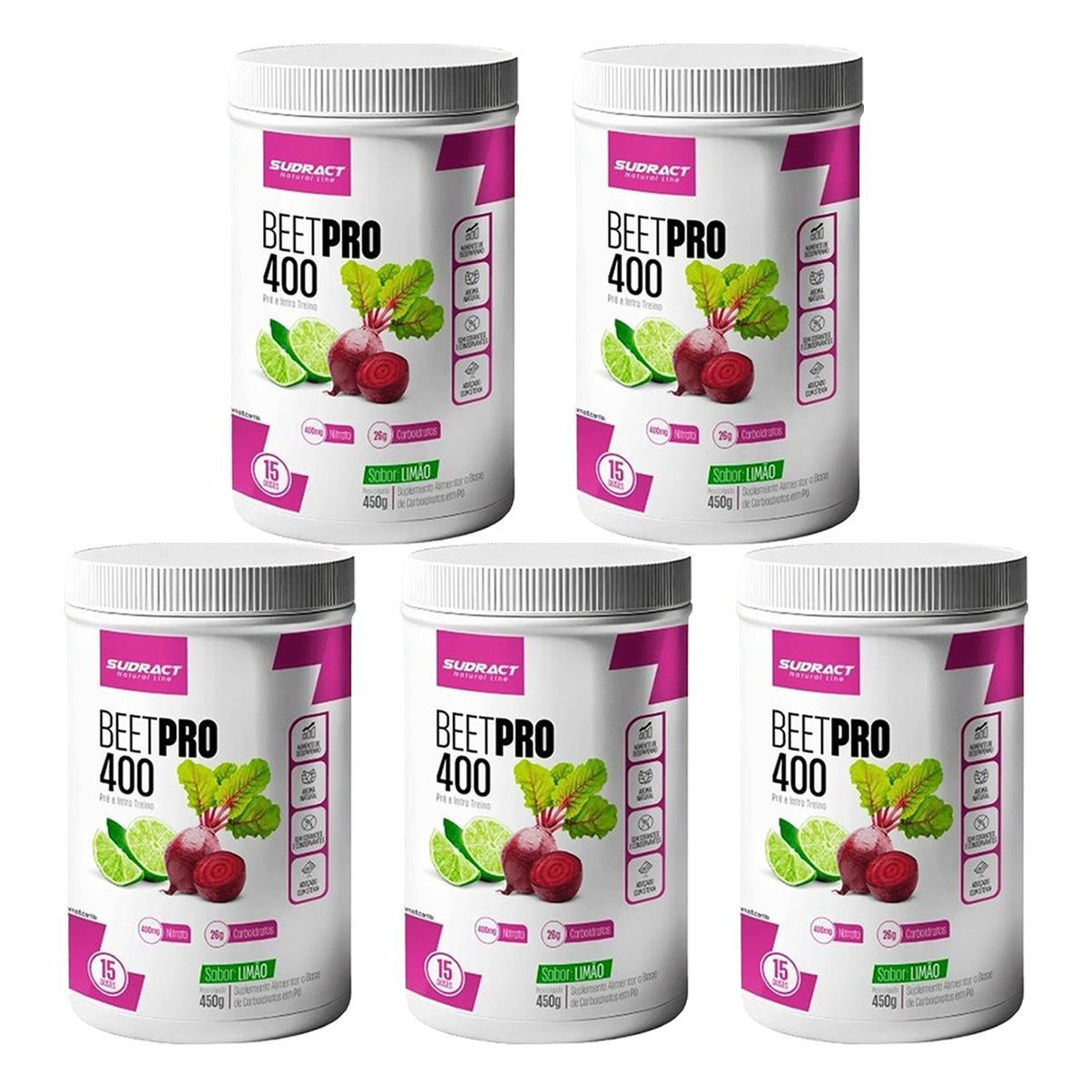 Kit 5X Beet Pro 400 - 450g Laranja - Sudract Nutrition