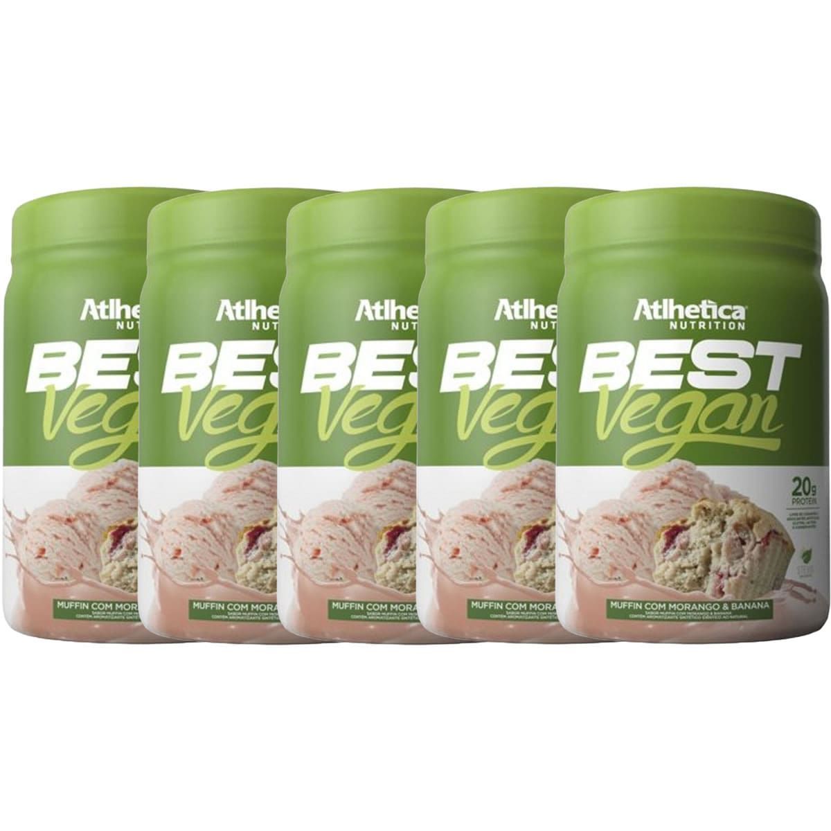 Kit 5X Best Vegan - 500g Muffin com Morango & Banana - Atlhetica Nutrition