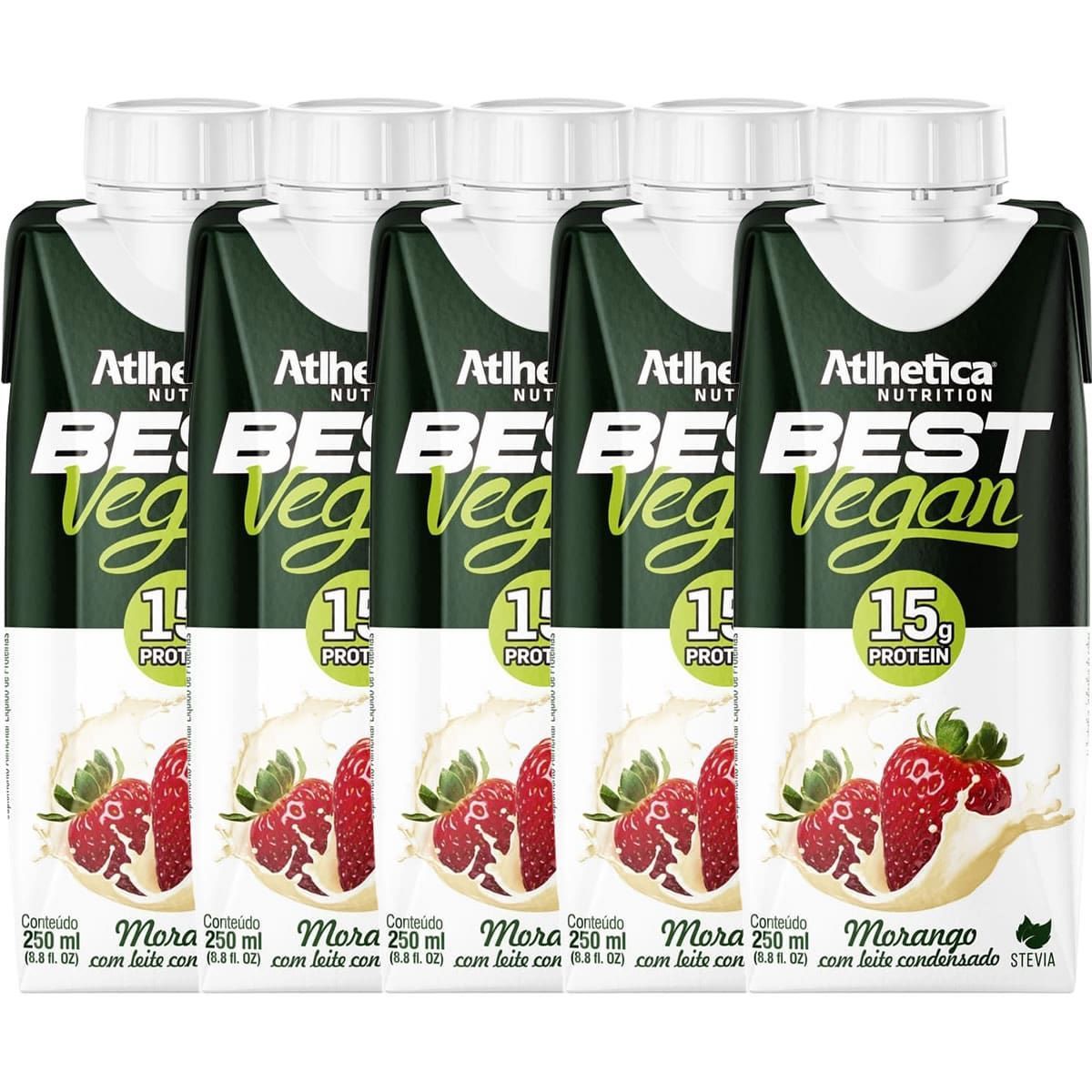Kit 5X Best Vegan RTD - 250ml Morango Com Leite Condensado - Atlhetica Nutrition