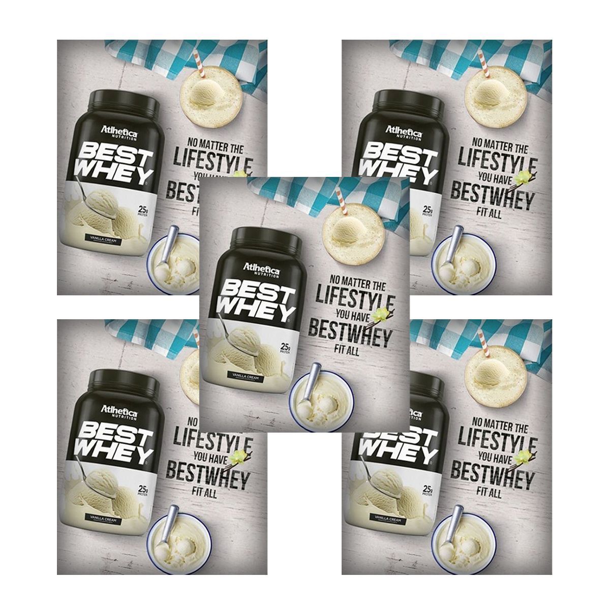 Kit 5X Best Whey - 1 sach� 35g Vanilla Cream - Atlhetica Nutrition