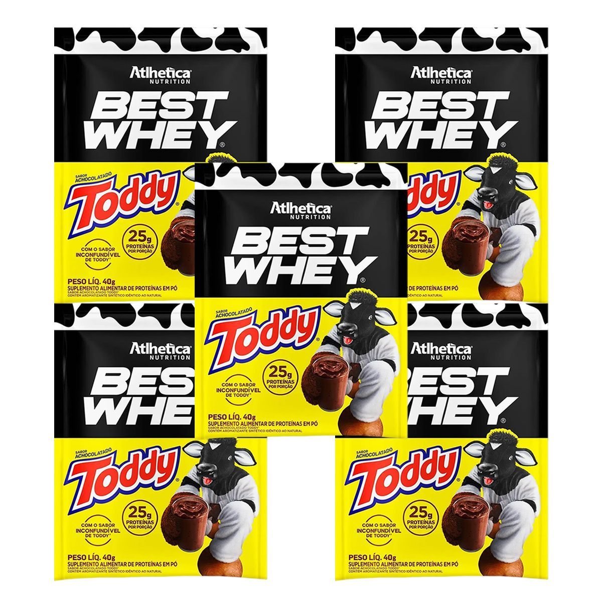 Kit 5X Best Whey - 1 Sach� 40g Achocolatado Toddy - Atlhetica Nutrition