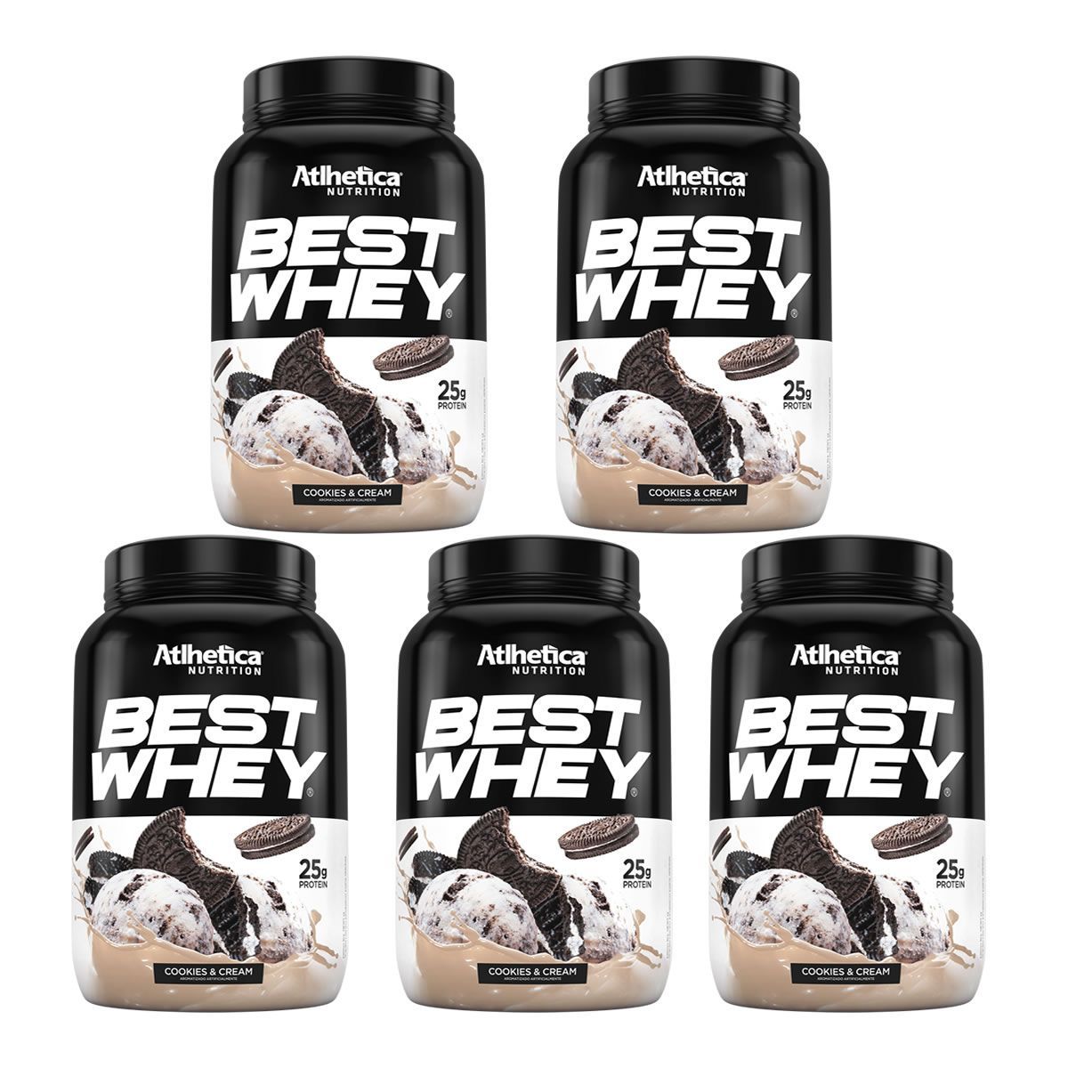 Kit 5X Best Whey - 900g Cookies & Cream - Atlhetica Nutrition