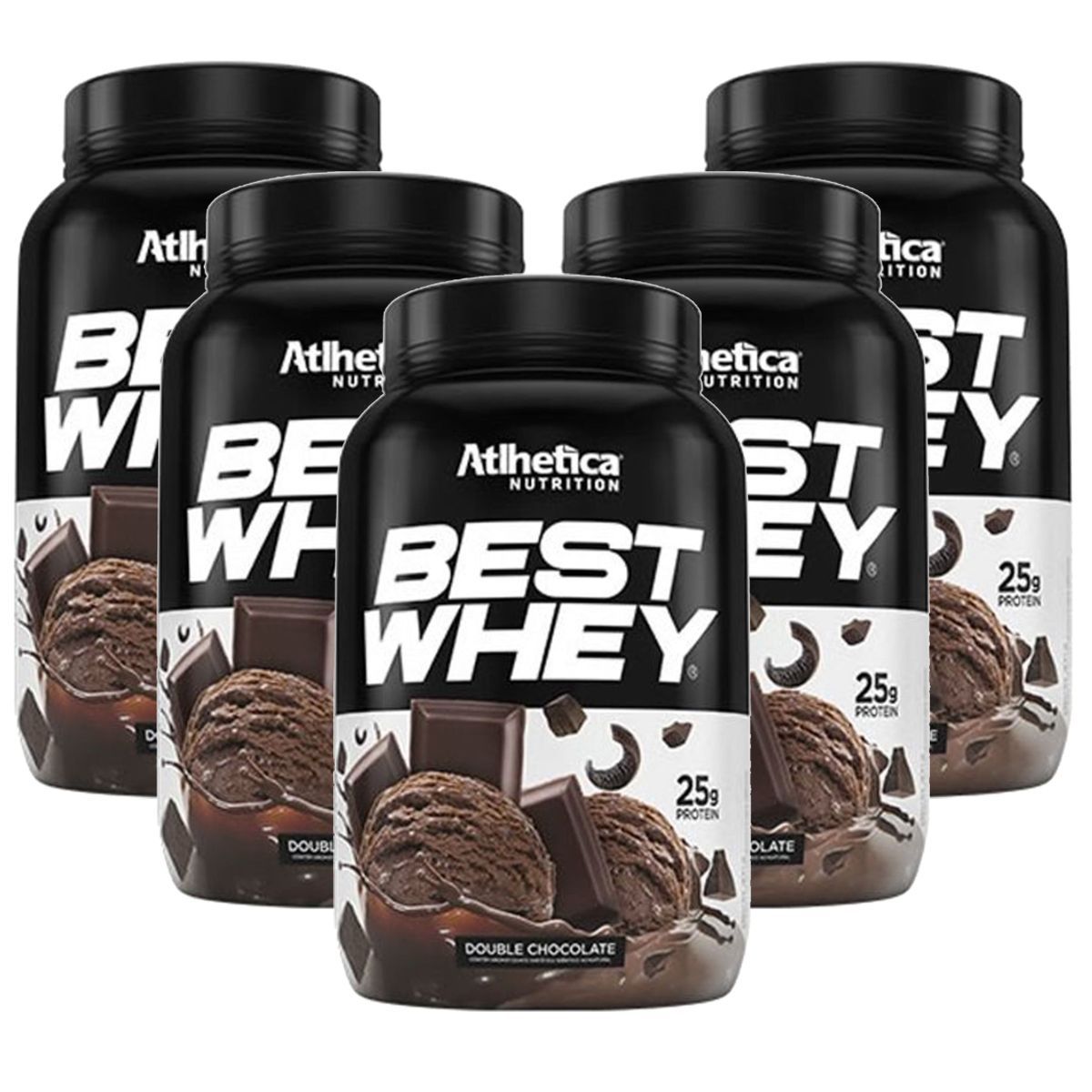 Kit 5X Best Whey - 900g Double Chocolate - Atlhetica Nutrition