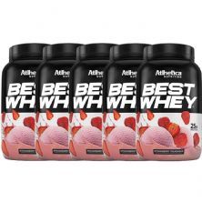 Kit 5X Best Whey - 900g Strawberry Milkshake - Atlhetica Nutrition