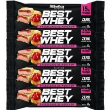 Kit 5X Best Whey Bar - 1 Unidade 62g Cheesecake de Morango Atlhetica Nutrition