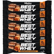 Kit 5X Best Whey Bar - 1 Unidade 62g Crocante de Caramelo - Atlhetica Nutrition