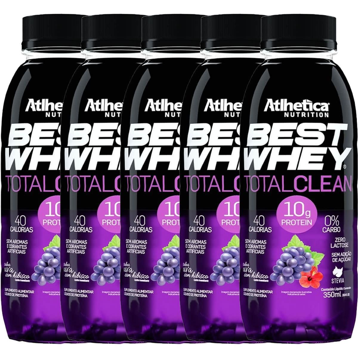 Kit 5X Best Whey Total Clean - 350ml  Uva Com Hibisco - Atlhetica Nutrition