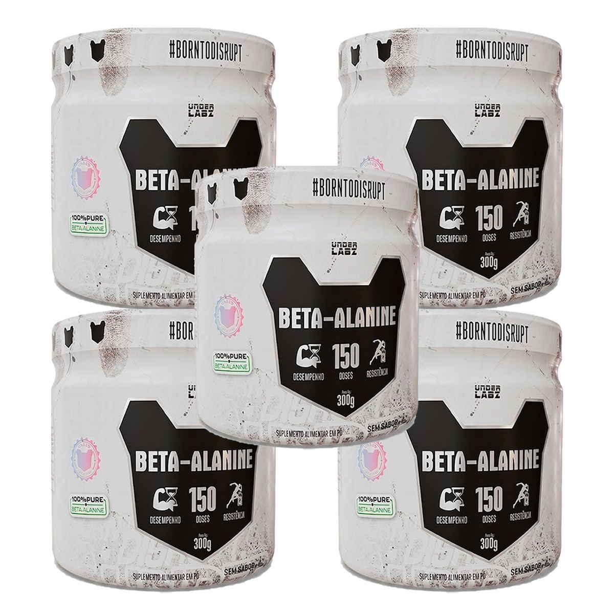 Kit 5X Beta Alanine Borntodisrupt - 300g Sem Sabor - Under Labz