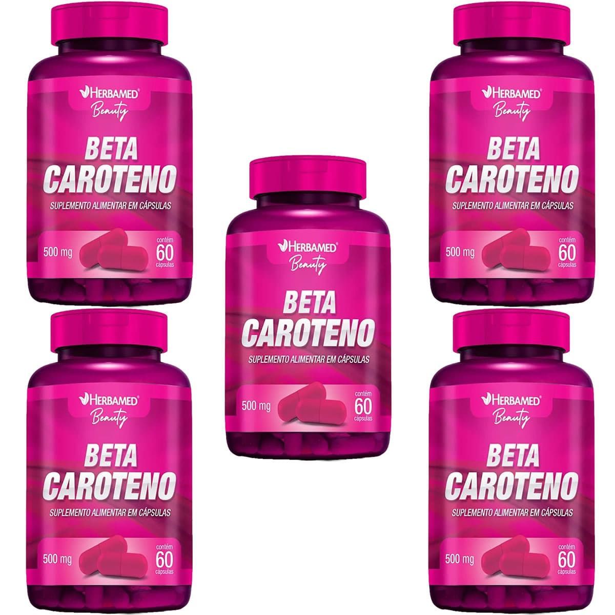 Kit 5X Beta Caroteno 500mg -  60 C�psulas - Herbamed