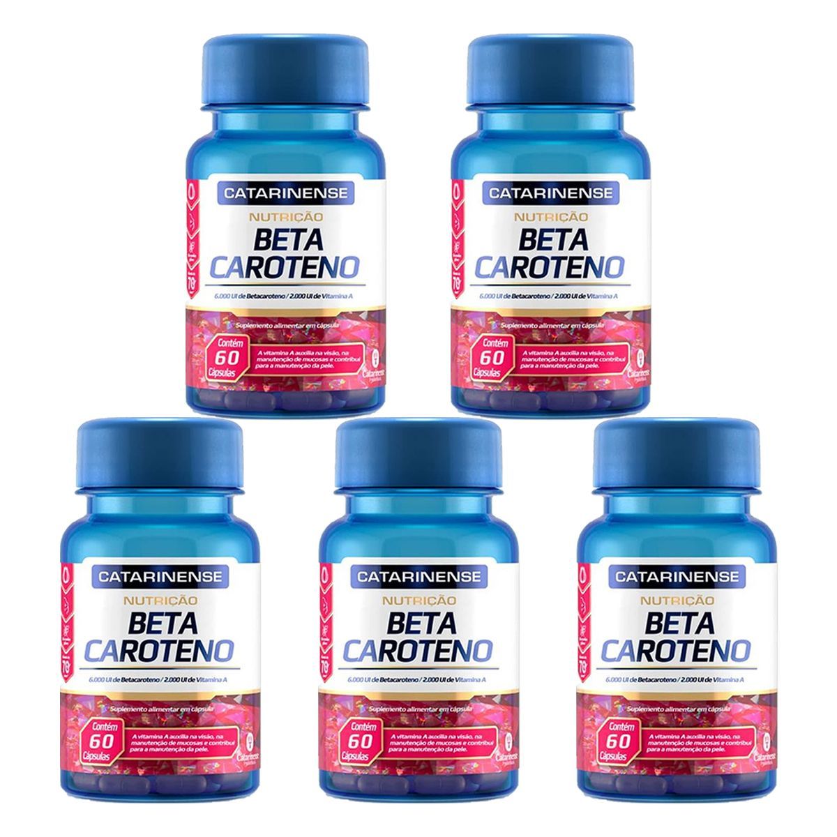 Kit 5X Beta Caroteno - 60 C�psulas - Catarinense Nutri��o