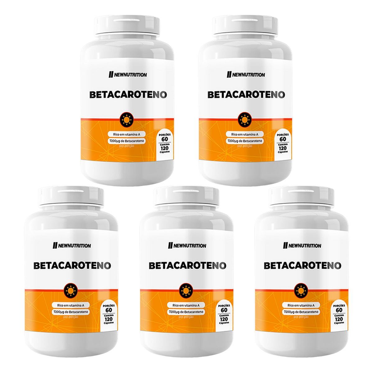 Kit 5X Betacaroteno- 120 Tabletes - NewNutrition