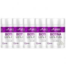 Kit 5X Biotina 100% Pura - 60 C�psulas - Body Action