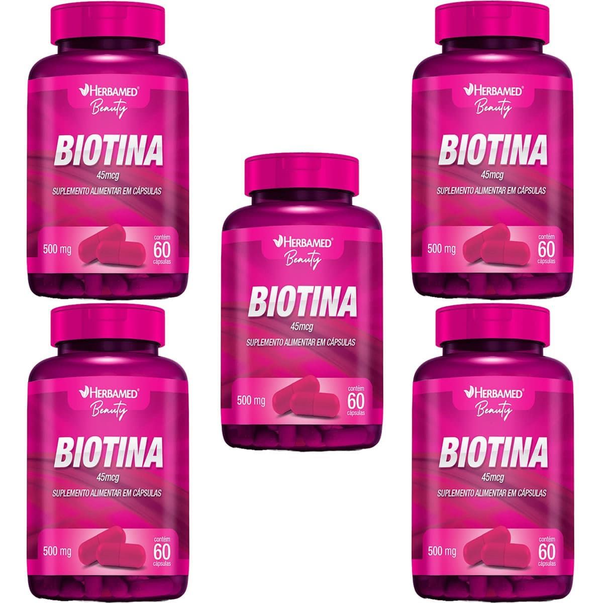 Kit 5X Biotina 45mcg - 60 C�psulas - Herbamed