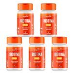 Kit 5X Biotina Mastigavel - 60 Pastilhas Morango - Bigens