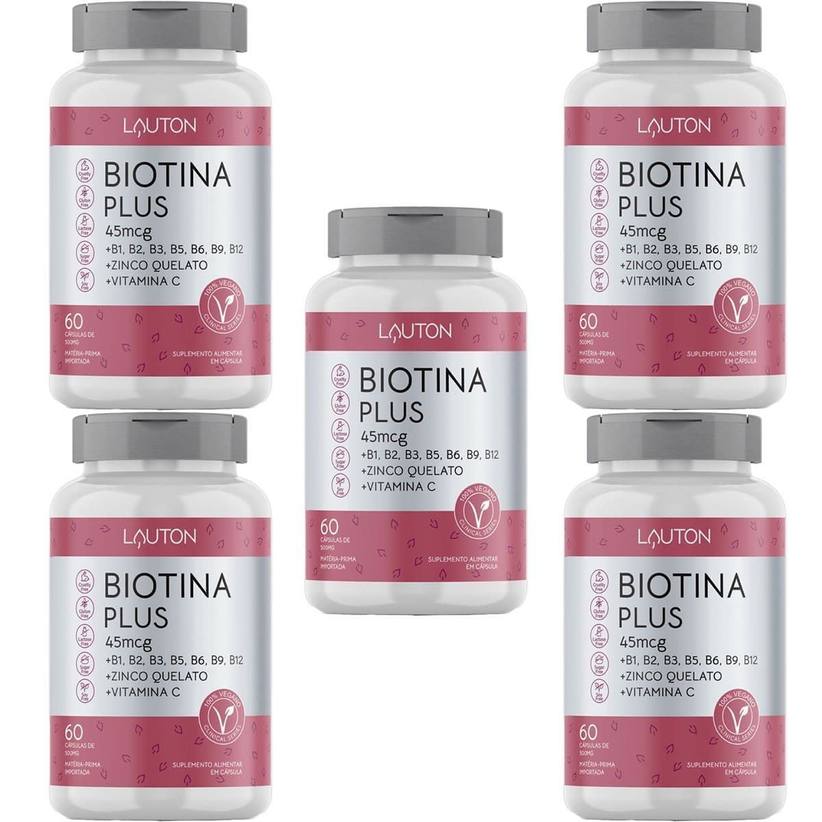 Kit 5X Biotina Plus - 60 C�psulas - Lauton Nutrition