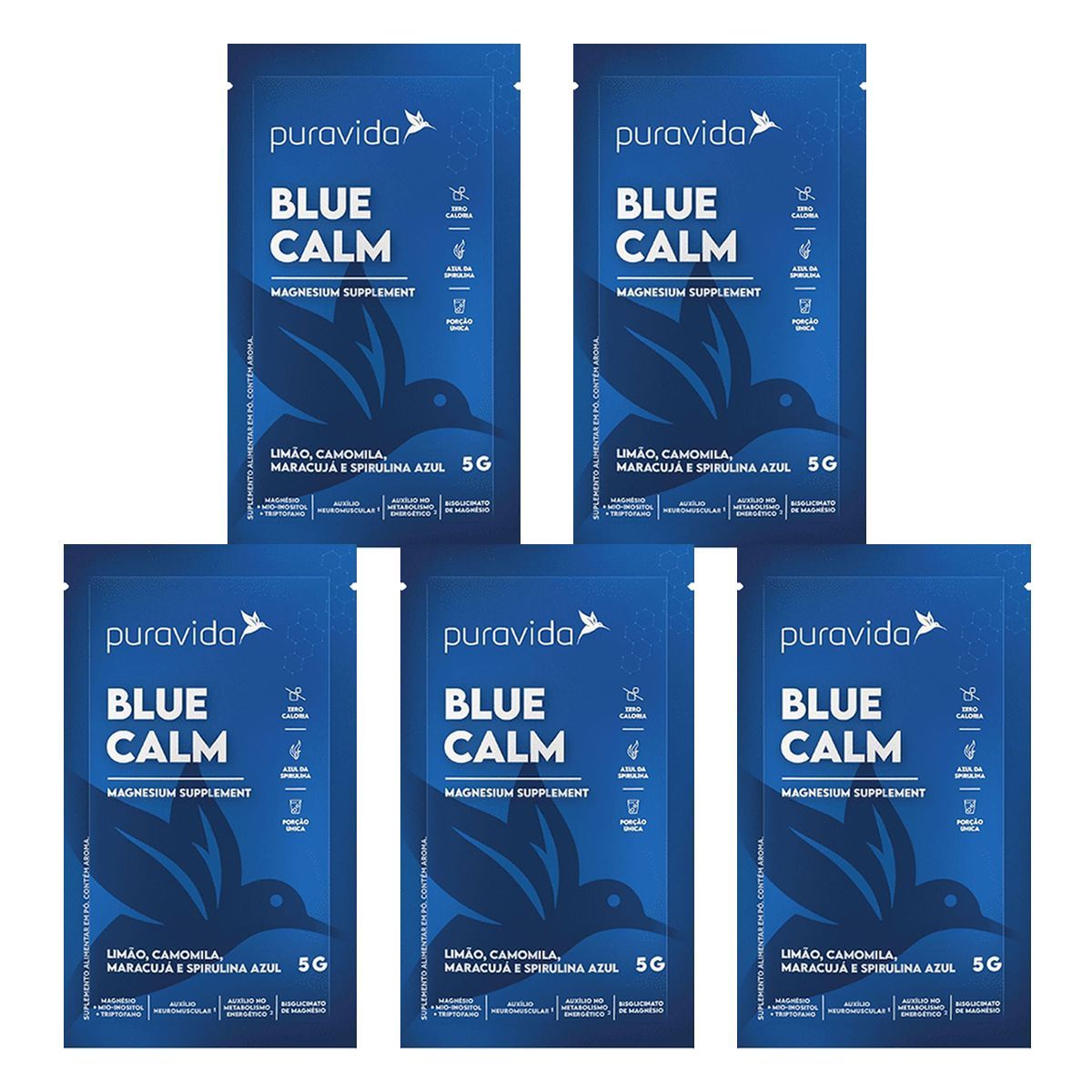 Kit 5X Blue Calm - 1 Sach� de 5g Lim�o - Puravida