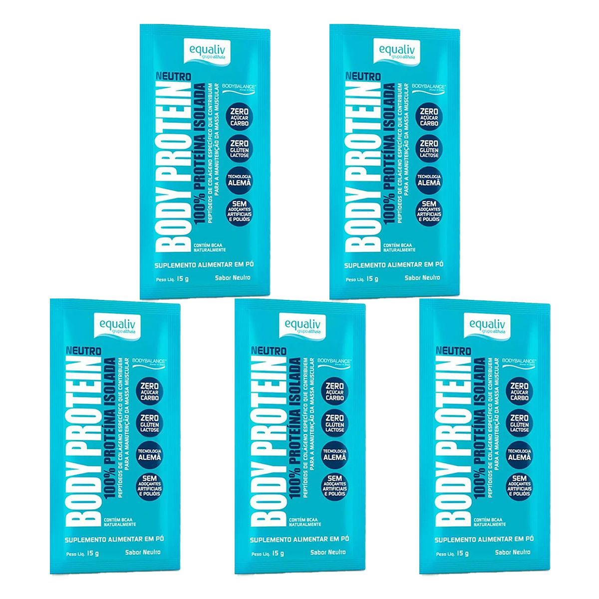 Kit 5X Body Protein - 1 Sach� 15g Neutro - Equaliv