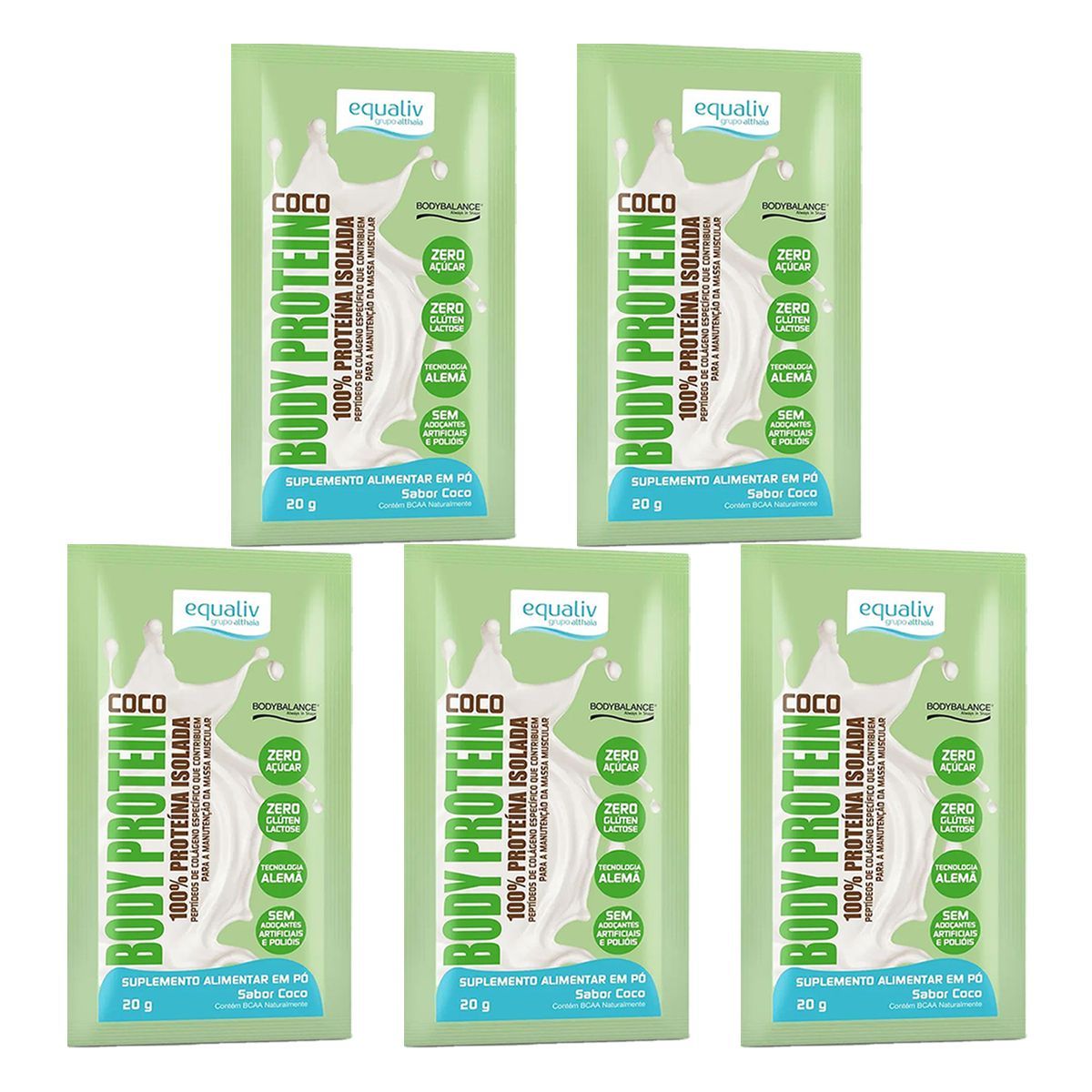 Kit 5X Body Protein - 1 Sach� 20g Coco - Equaliv