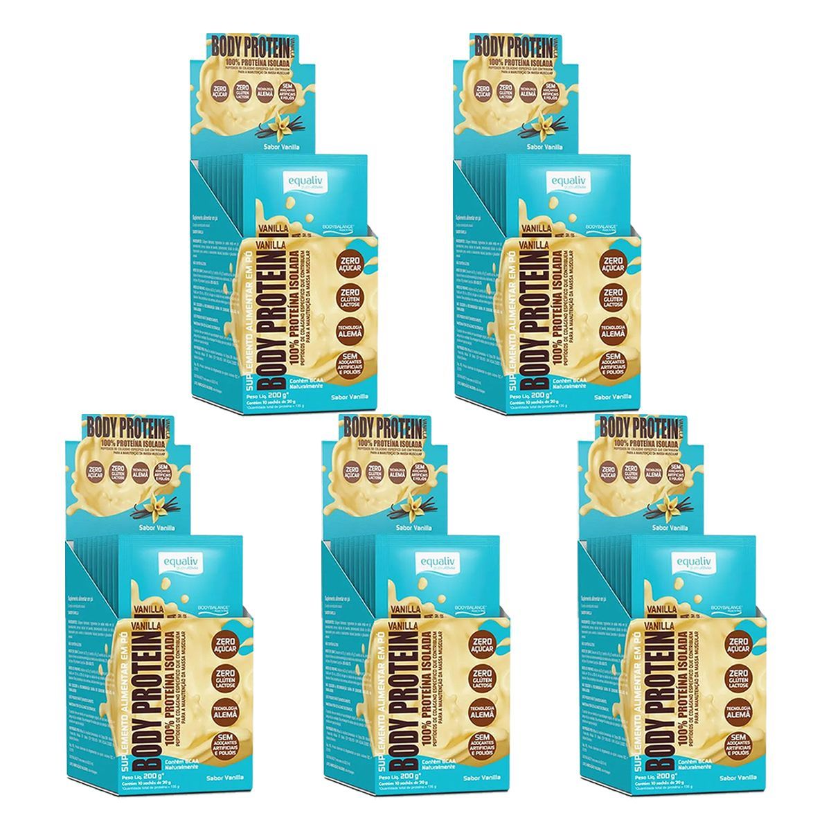Kit 5X Body Protein - 10 Sach�s 20g Vanilla - Equaliv