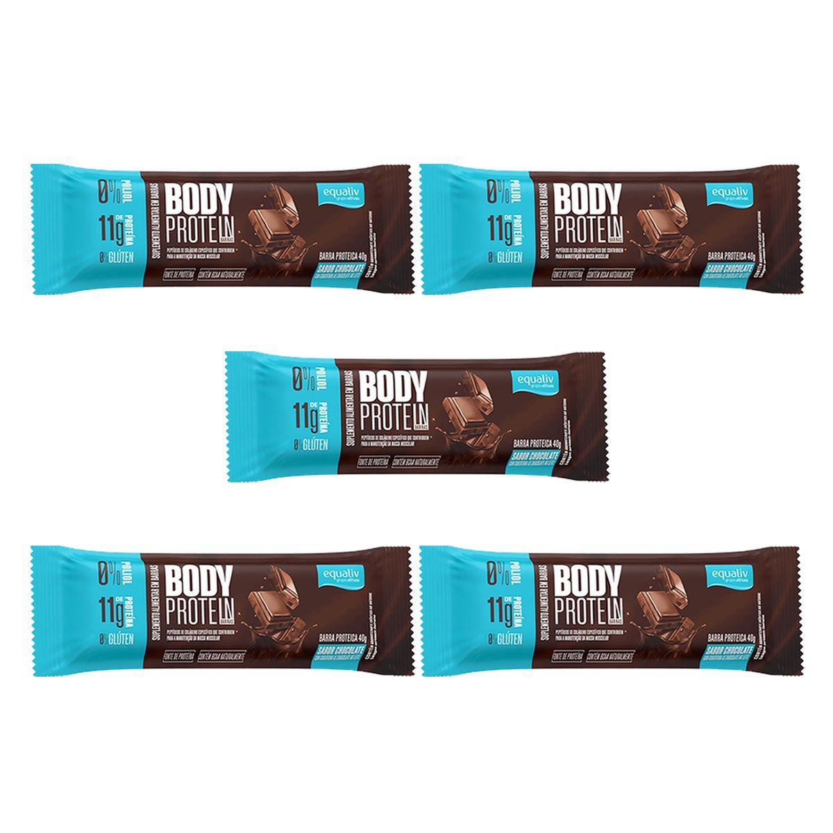 Kit 5X Body Protein Barra - 40g Chocolate - Equaliv