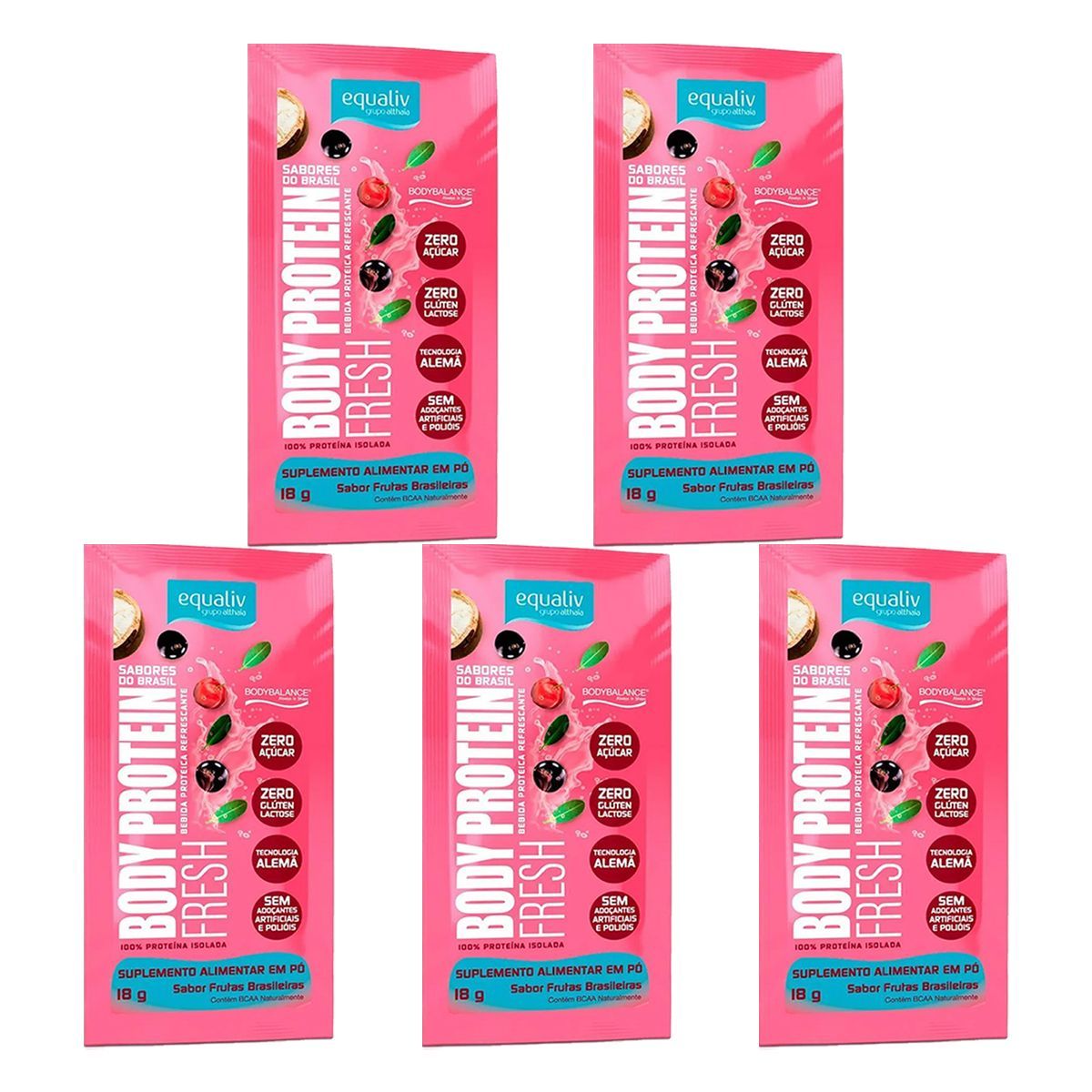 Kit 5X Body Protein Fresh - 1 Sach� 18g Frutas Brasileiras - Equaliv
