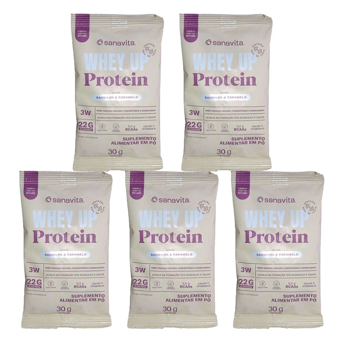 Kit 5X Body Up Protein - 1 Sach� 20g Baunilha & Caramelo - Sanavita