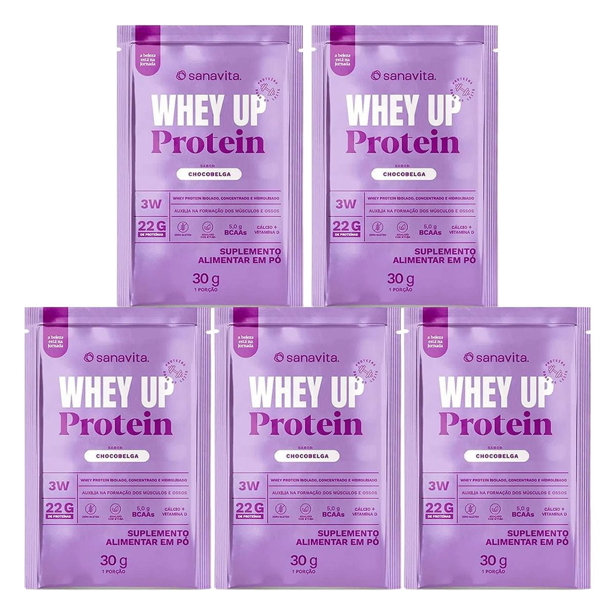 Kit 5X Whey Up Protein - 1 Sach� 20g Chocobelga - Sanavita