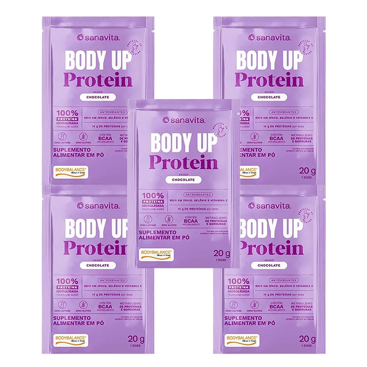 Kit 5X Body Up Protein - 1 Sach� 20g Chocolate - Sanavita