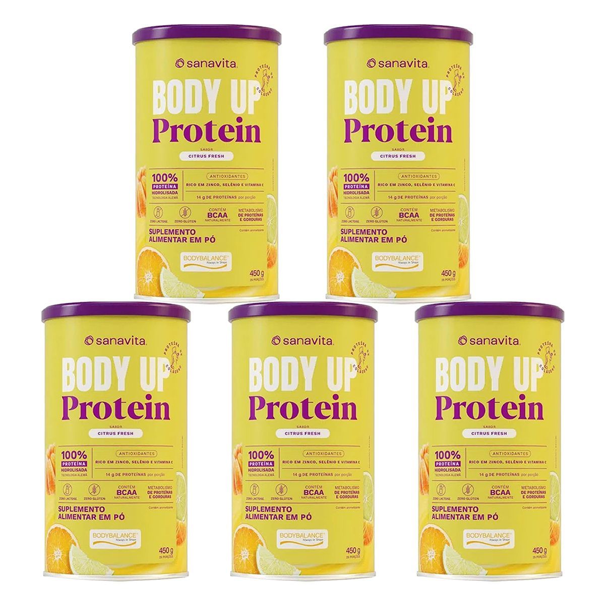 Kit 5X Body up Protein - 450g Citrus Fresh - Sanavita
