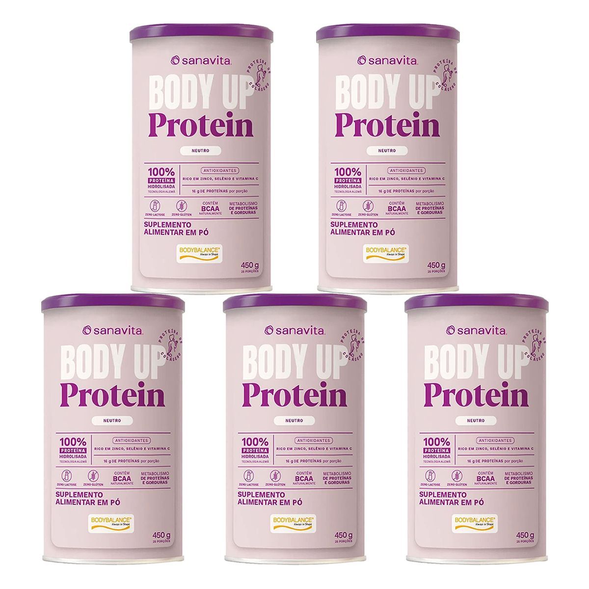Kit 5X Body up Protein - 450g Neutro - Sanavita