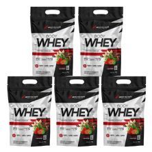 Kit 5X Body Whey - 900g Refil Morango - BodyAction