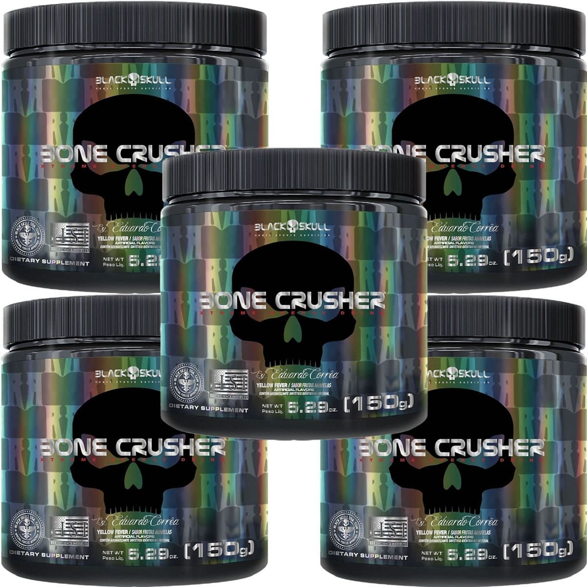 Kit 5X Bone Crusher - 150g Frutas Amarelas  - Black Skull