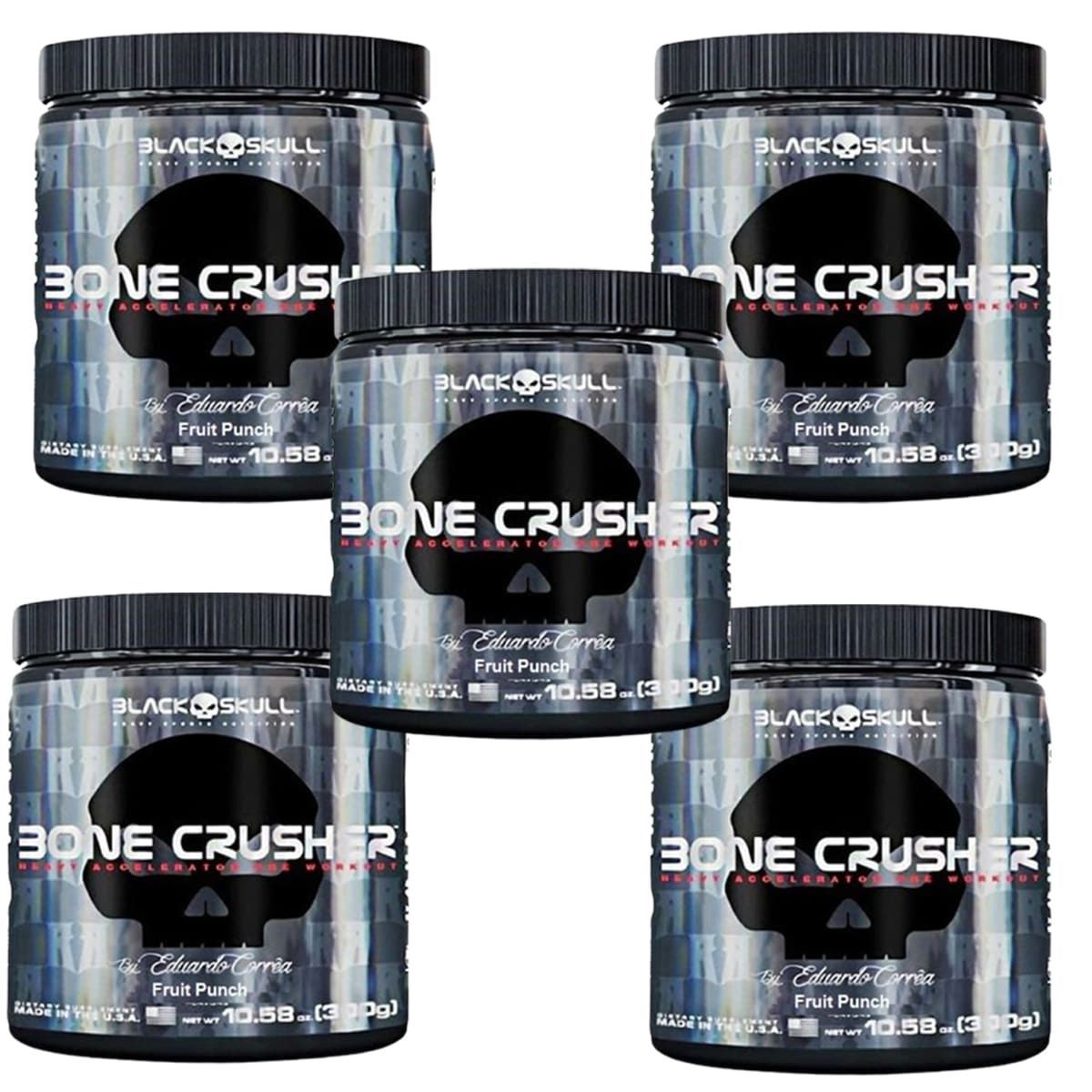 Kit 5X Bone Crusher - 300g Fruit Punch/Frutas Vermelhas - Black Skull