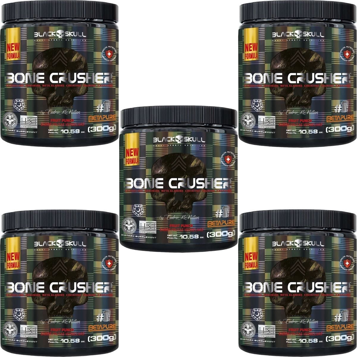 Kit 5X Bone Crusher Nova F�rmula - 300g Frutas Vermelhas - Black Skull