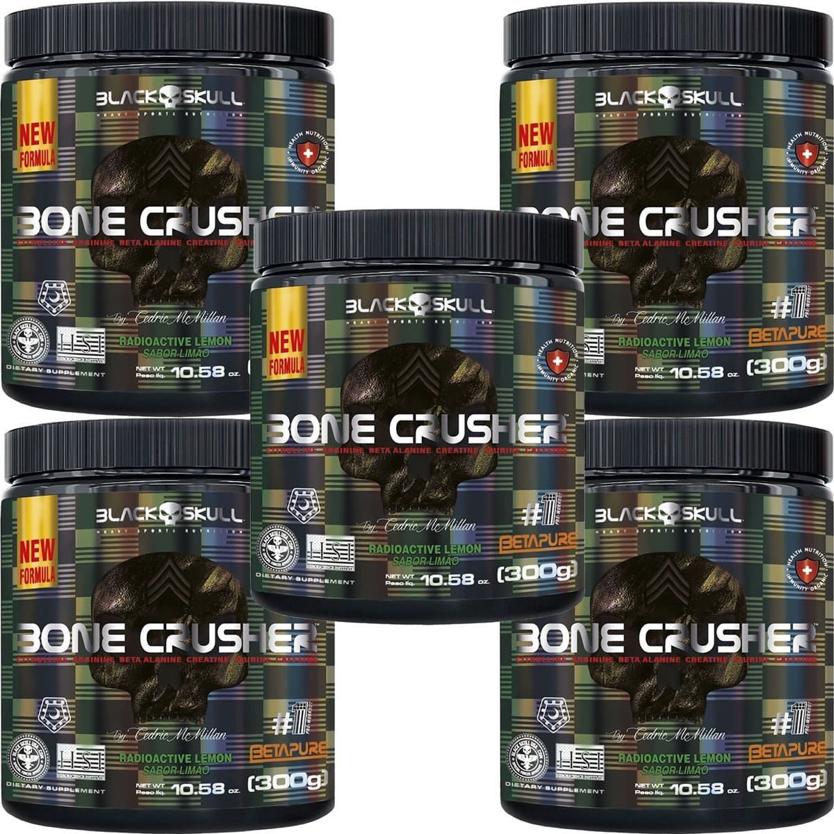 Kit 5X Bone Crusher Nova F�rmula - 300g Lim�o - Black Skull