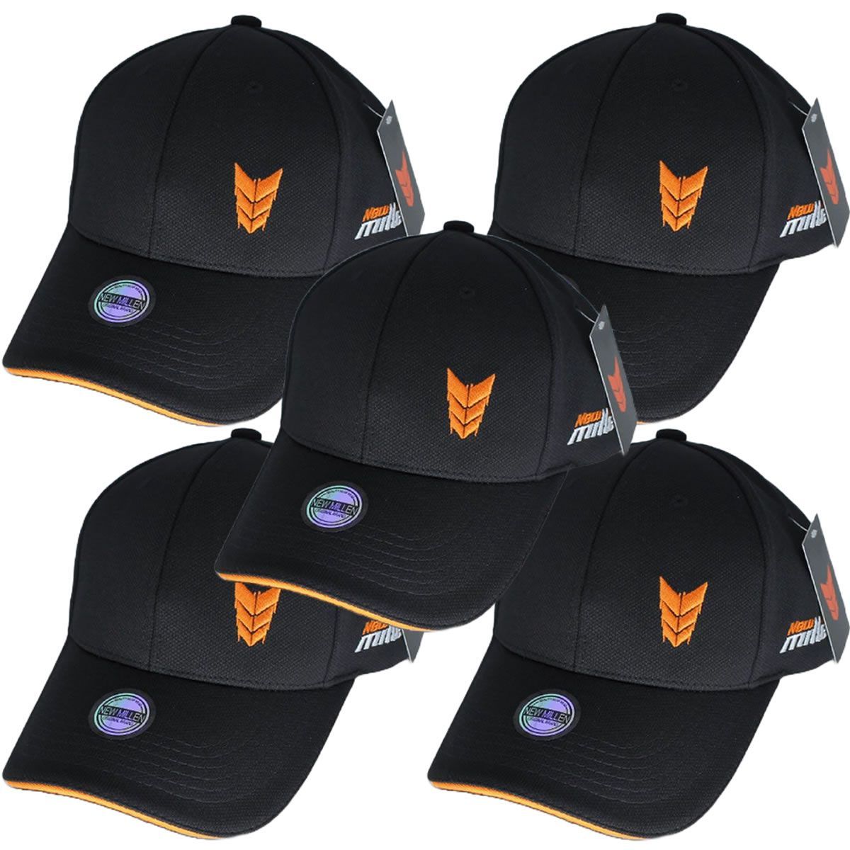 Kit 5X Bone Unissex Fechado - Preto e Laranja - New Millen