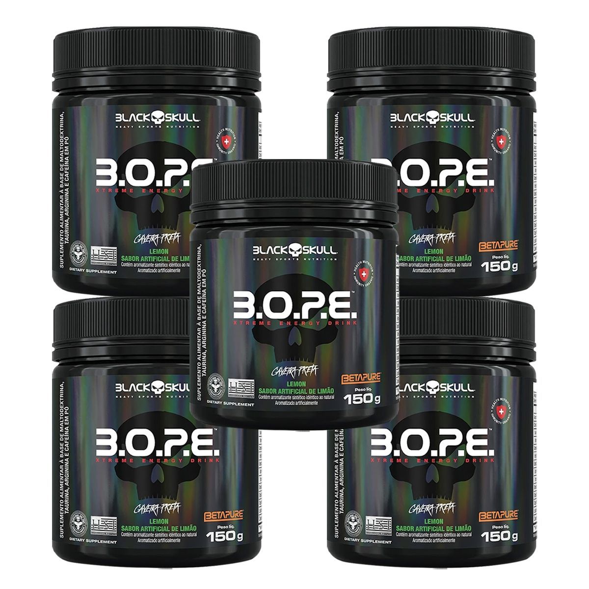 Kit 5X BOPE Beta Pure - 150g Lim�o - Black Skull