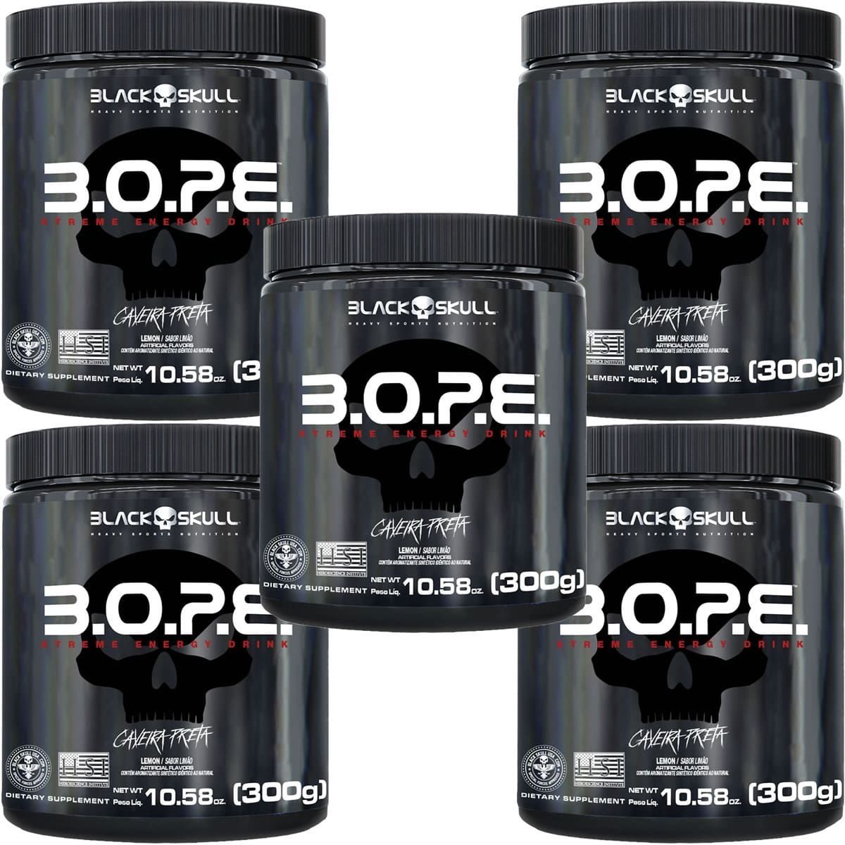 Kit 5X BOPE Pr� Treino - 300g Lim�o - Black Skull