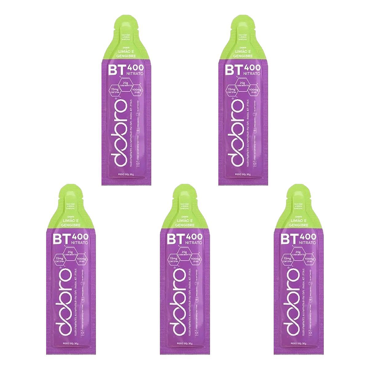 Kit 5X BT Nitrato Gel Cafe�na - 1 Sach� 30g Lim�o e Gengibre - Dobro