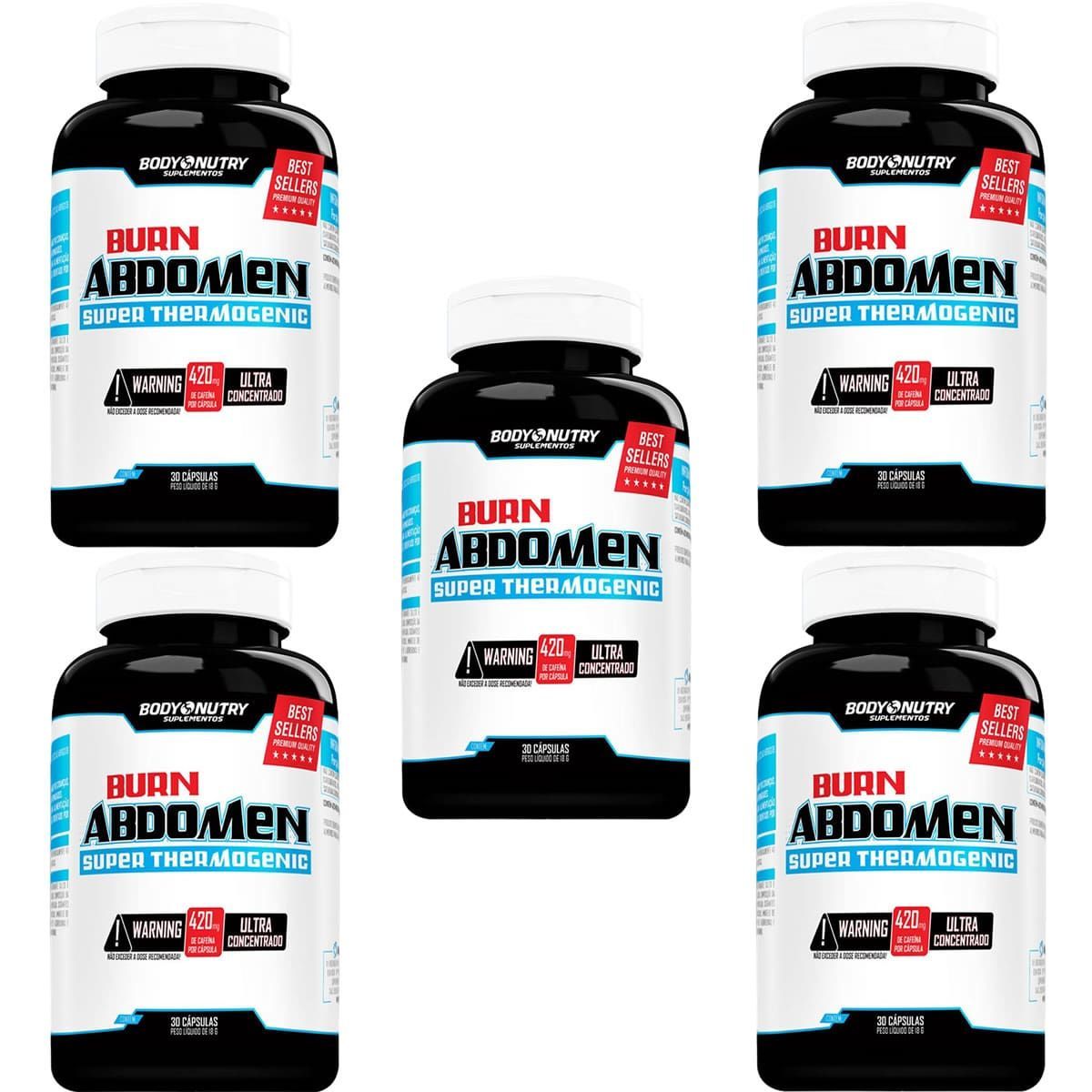 Kit 5X Burn Abdomen - 30 C�psulas - Body Nutry