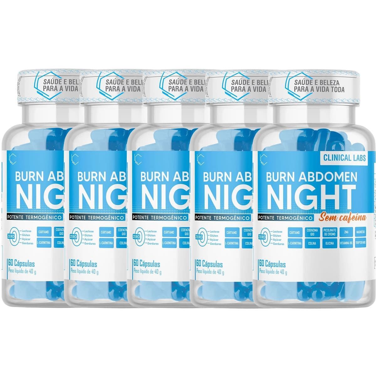 Kit 5X Burn Abdomen Night - 60 C�psulas - Body Nutry