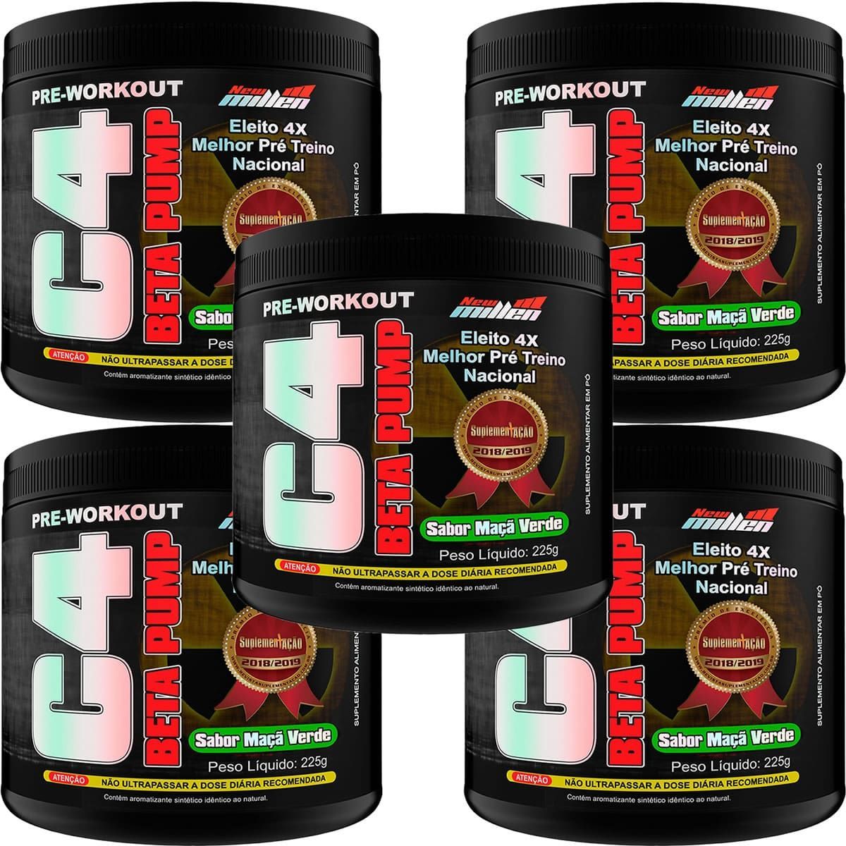 Kit 5X C4 Beta Pump Extreme Pre-Workout - 225g Ma�� Verde - New Millen